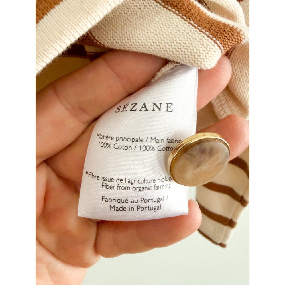 Sézane | Colette Marinière Stripe Top Ecru Camel Long Sleeve | Sz XS - Picture 6 of 8